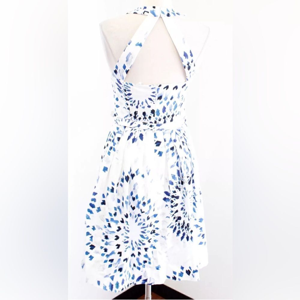 White House Black Market Geometric Print Fit and Flare Halter - Picture 3 of 5